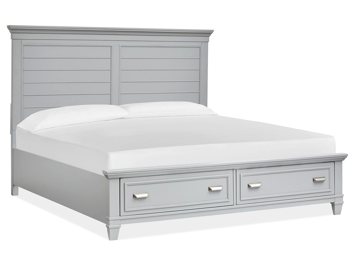 Charleston - Queen Panel Bed Storage Footboard - Harbor Gray