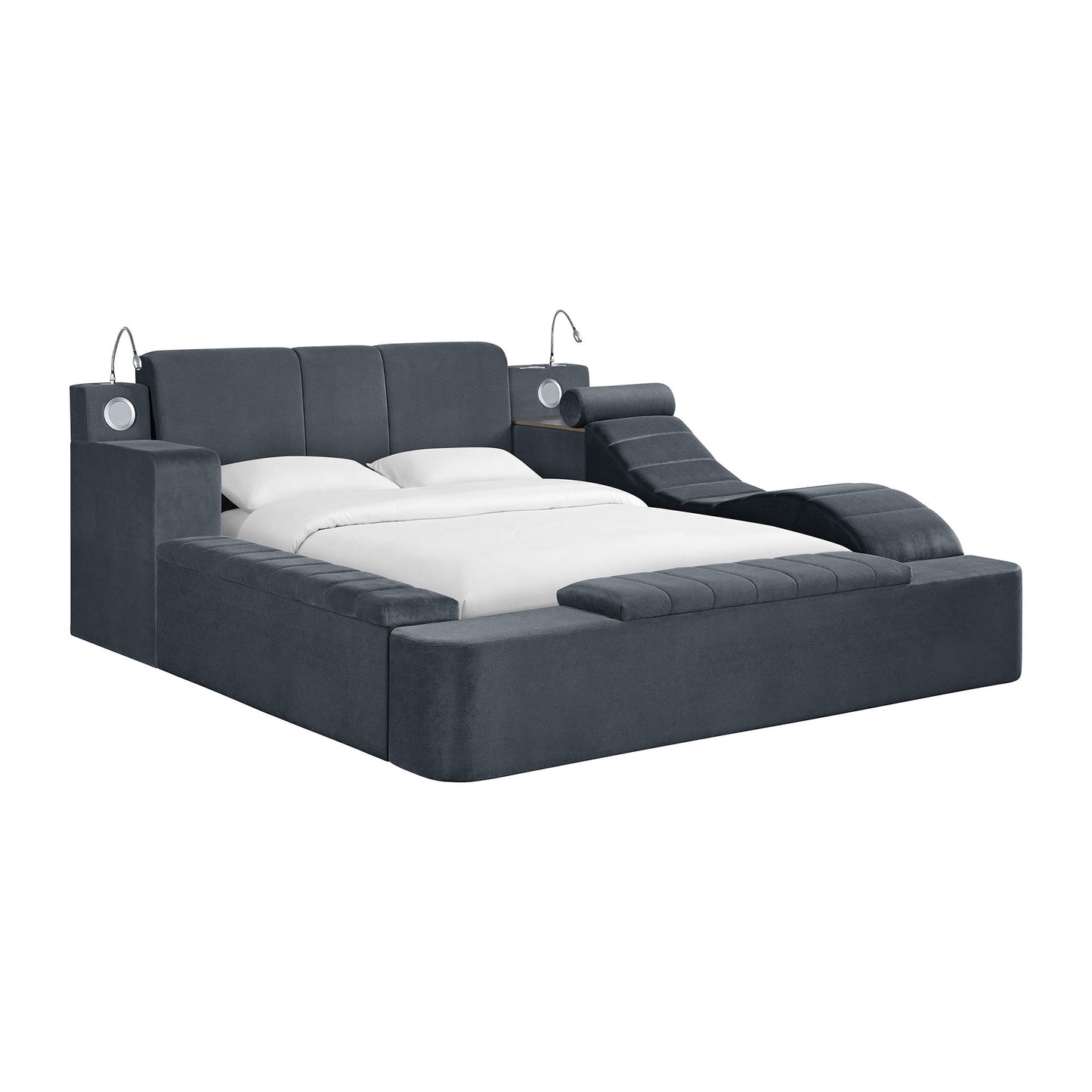 Ottawa - King Upholstered Headboard With Electronic Features - Gray Linen