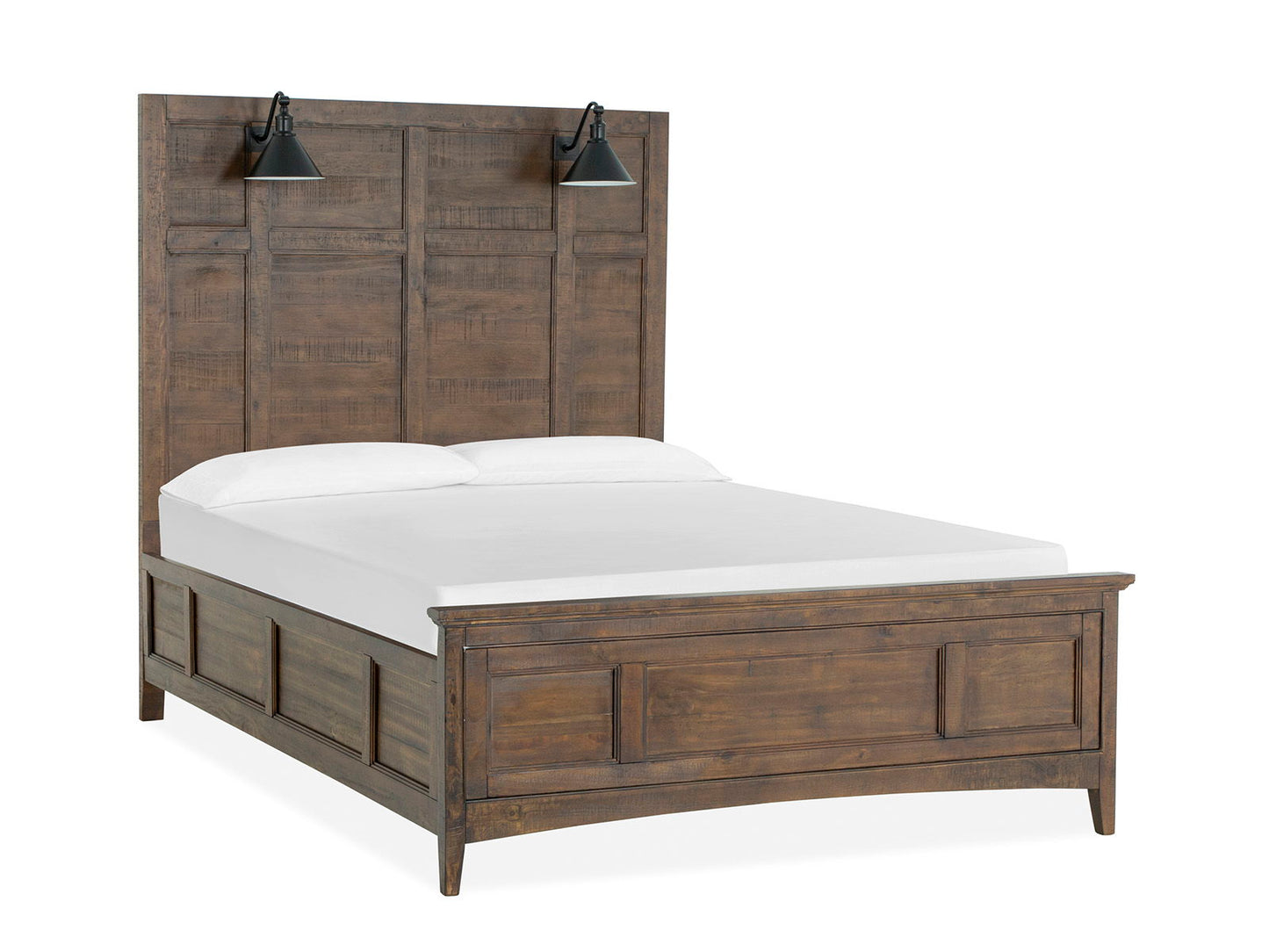 Bay Creek - Queen Panel Bed Headboard With 2 Lamps - Toasted Nutmeg