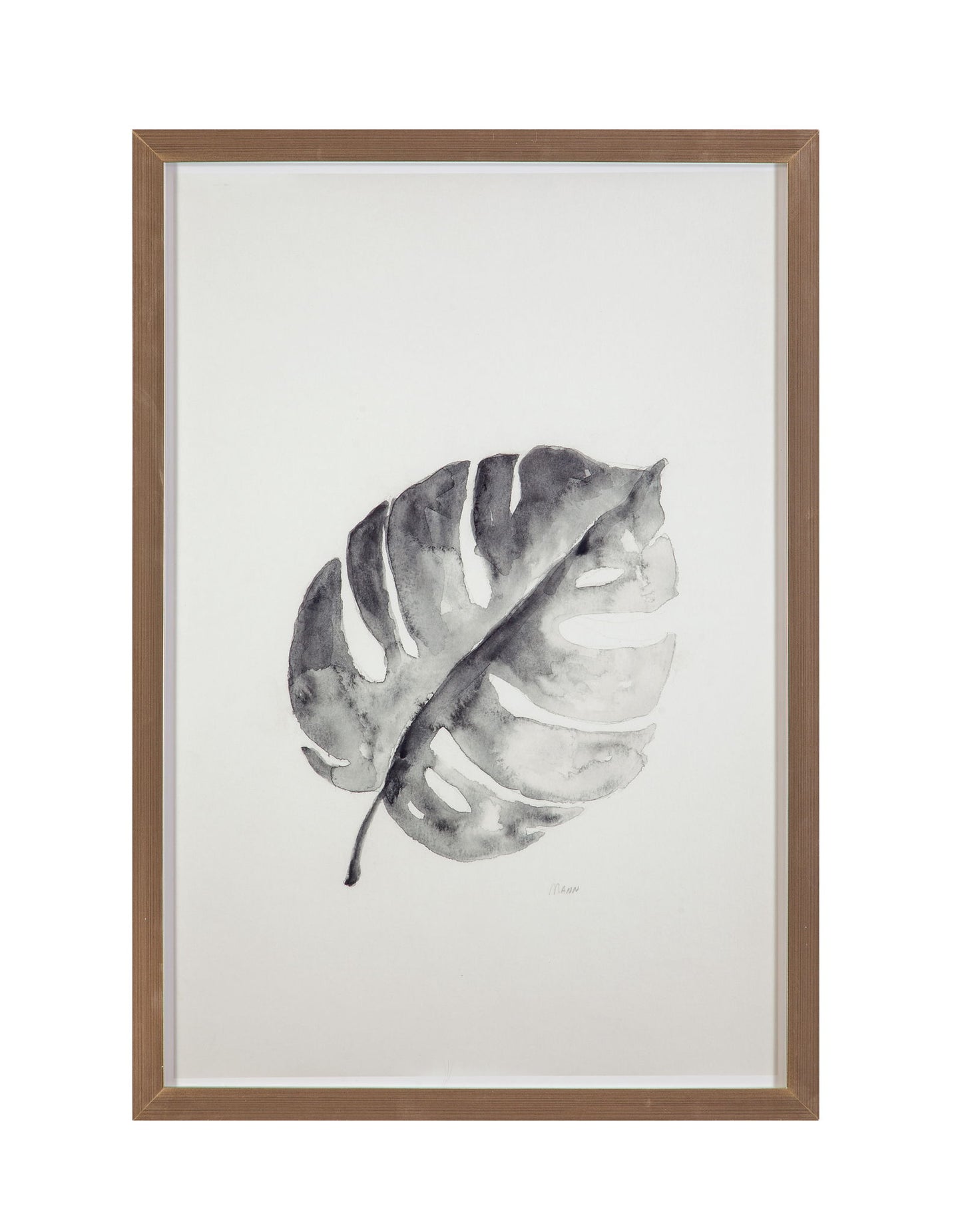 B & W Palm I Framed Print - White