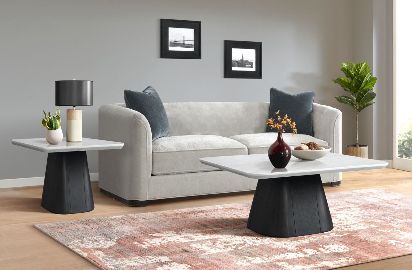 Edison - Coffee Table Top - White Faux Marble