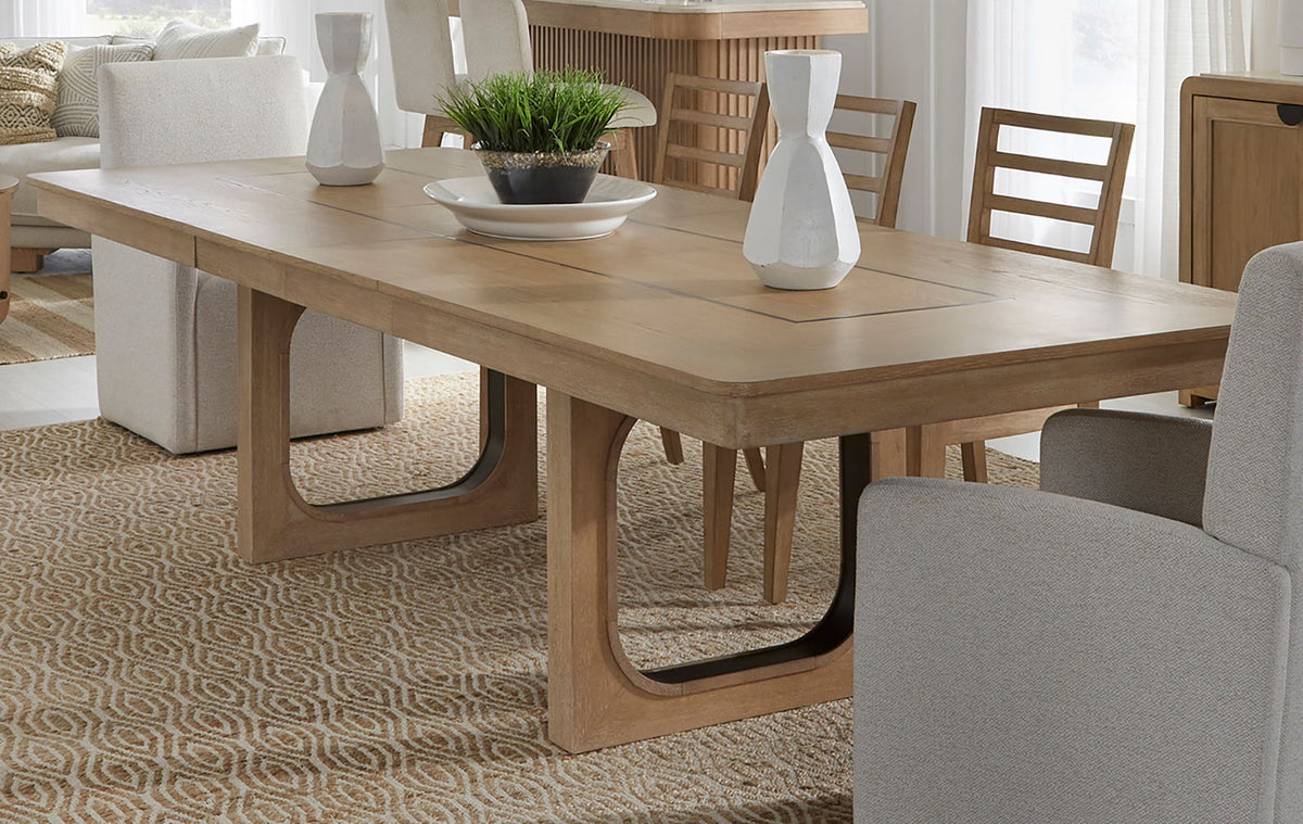 Escape - Rectangular Dining Table Base - Glazed Natural Oak / Black Metal Trim