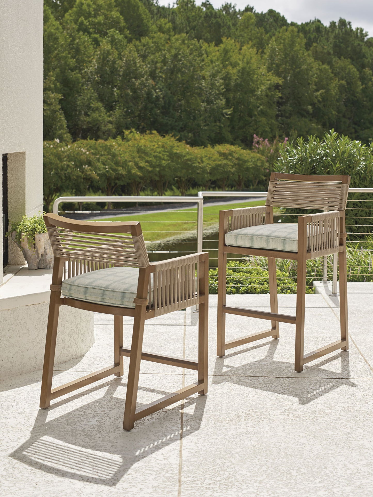 St Tropez - Counter Stool - Dark Brown / Light Blue