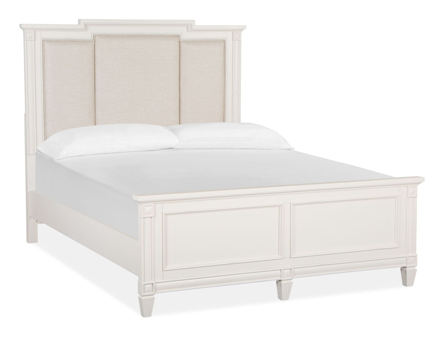 Willowbrook - Queen Panel Upholstered Headboard - Egg Shell White With Slight Rub Through
