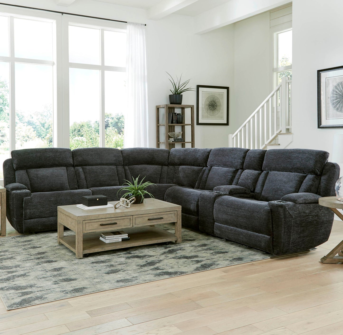 Dalton - Armless Chair With Drop Down Table - Lucky Charcoal