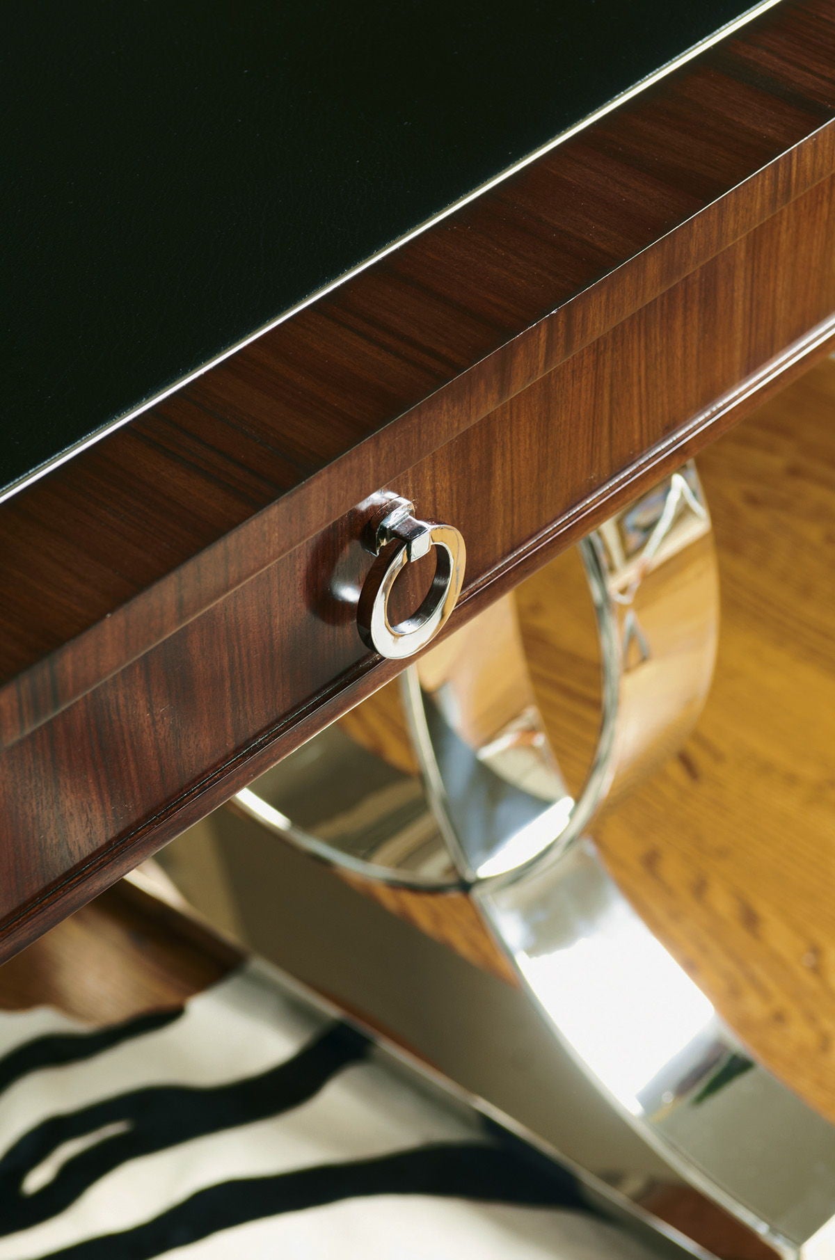 Studio Designs - Rosewood Writing Desk - Dark Brown / Pearl Silver