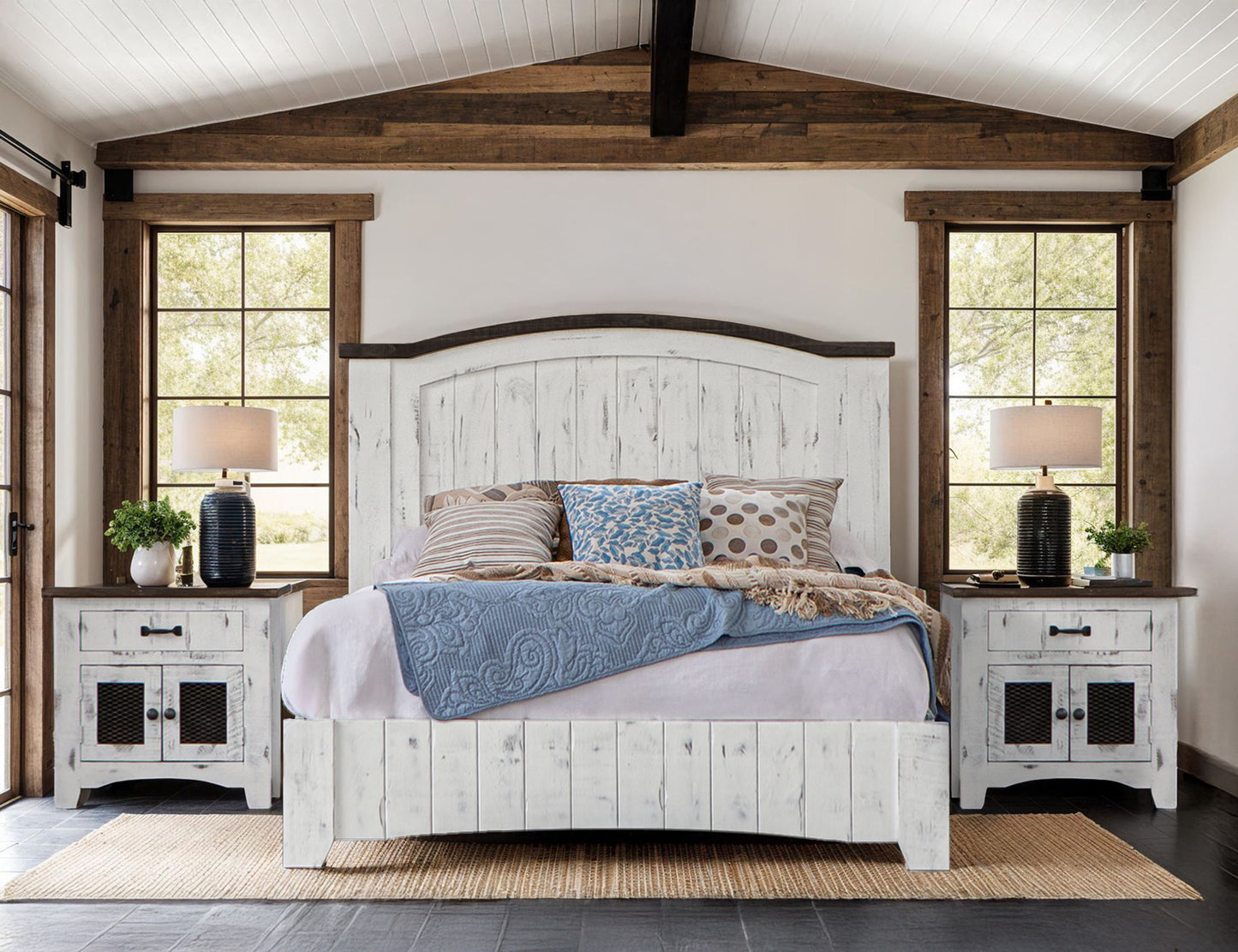 Pueblo - King Headboard - Antiqued White