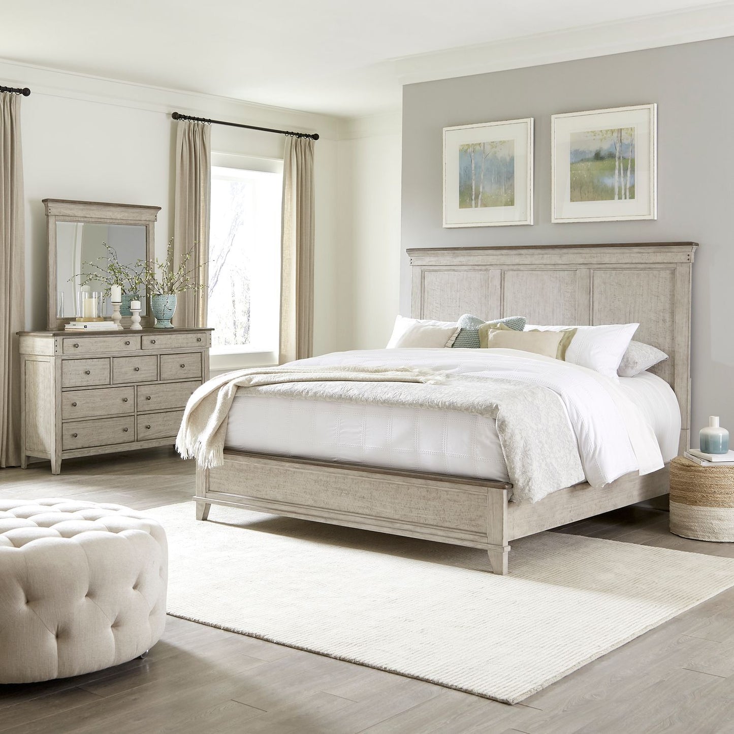 Ivy Hollow - California King Rails - Weathered Linen / Dusty Taupe