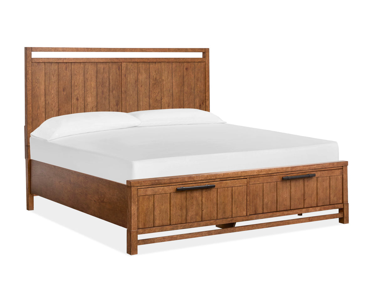 Conway - Queen Panel Bed Storage Footboard - Honey Wheat