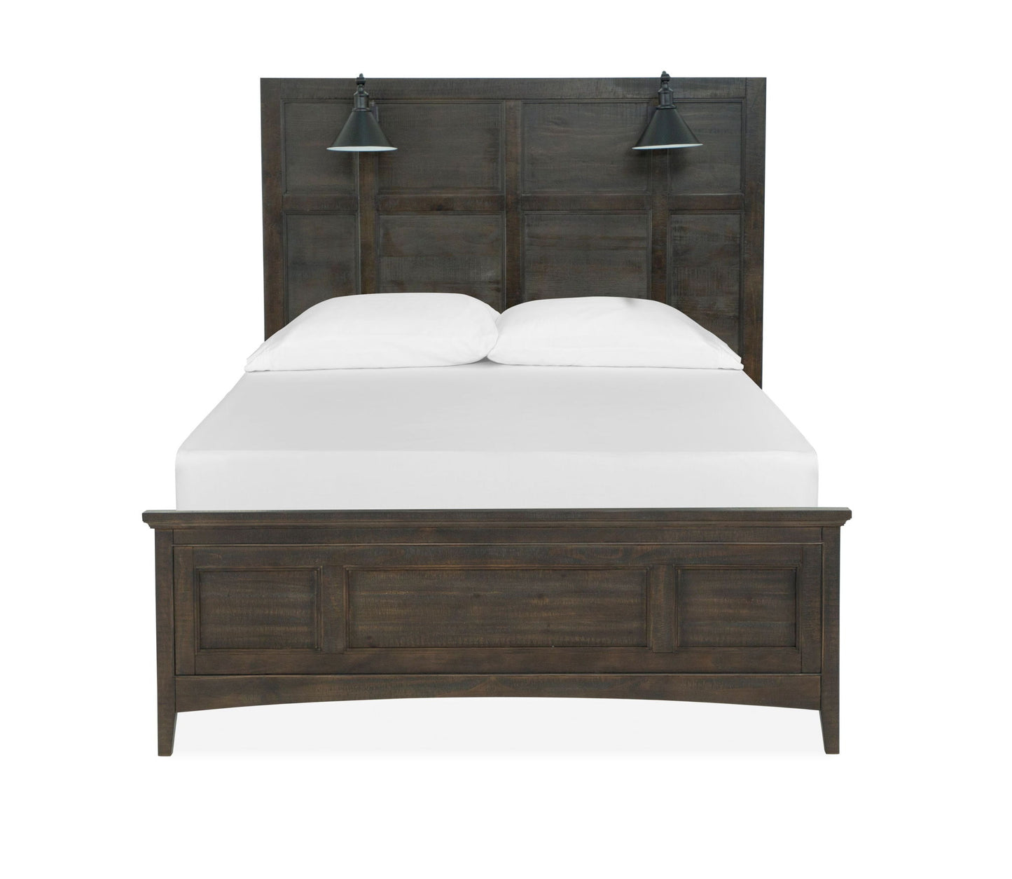 Westley Falls - Queen Panel Bed Headboard With 2 Lamps - Graphite