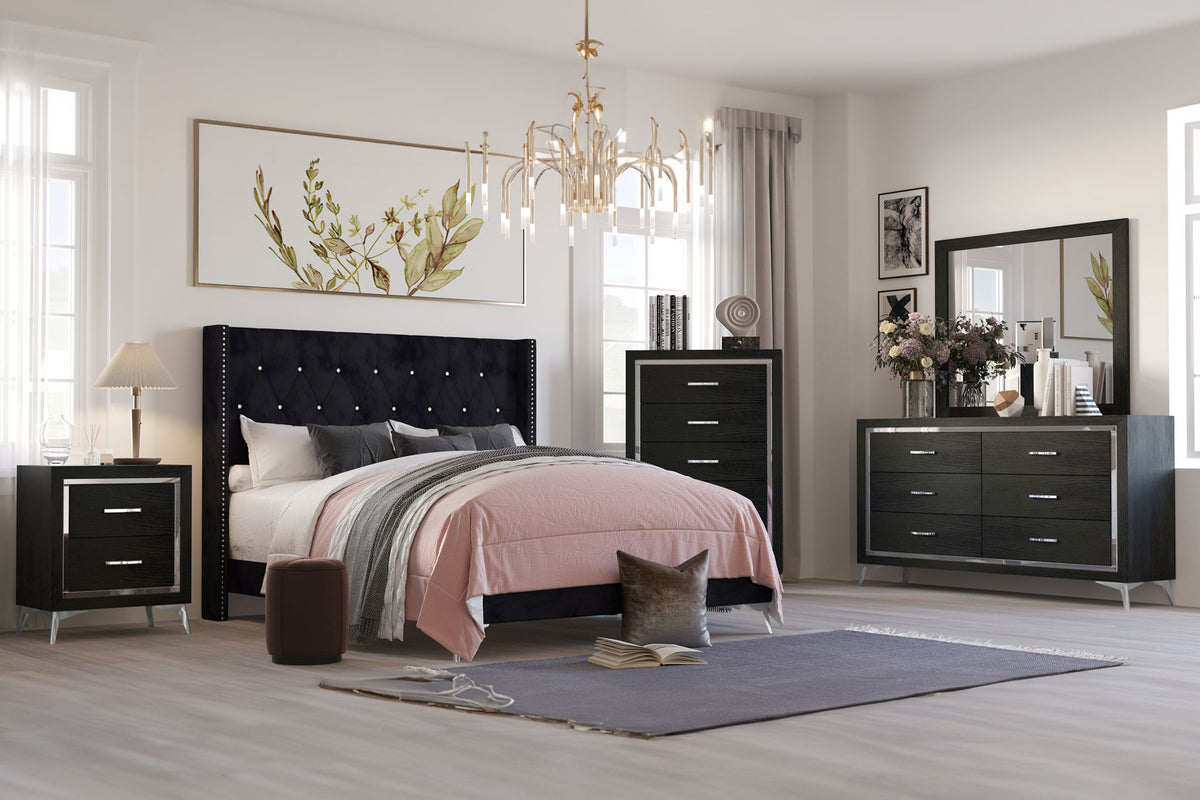 Huxley - 5/0 Queen Headboard, Footboard And Slats - Black