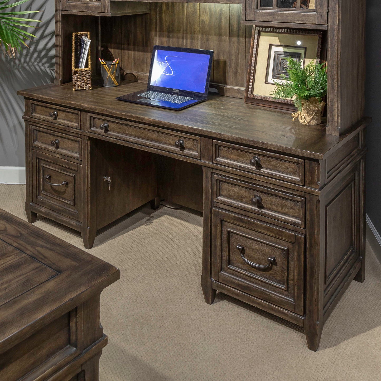 Paradise Valley - Executive Credenza Top - Saddle Brown