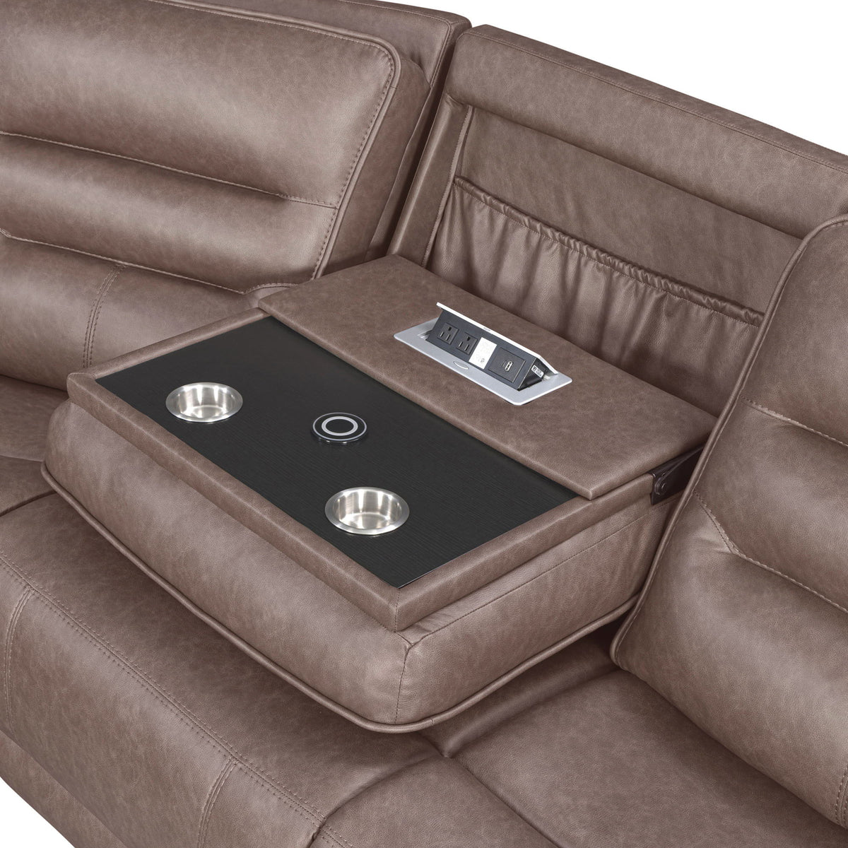 Lawson - Armless Chair With Drop Down Table - Sydney Brunette