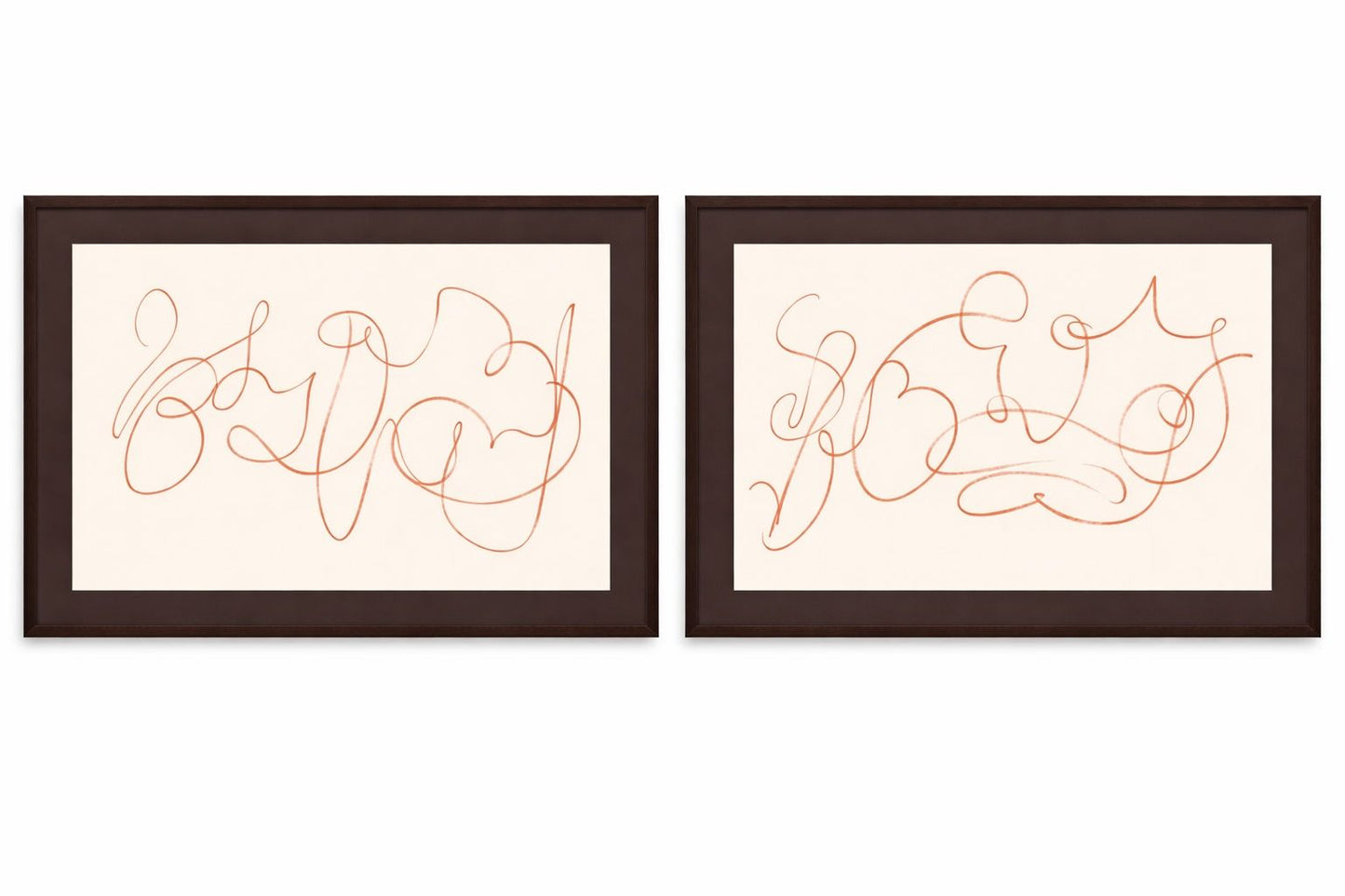 Meandering Lines Framed Print (Set of 2) - Cream