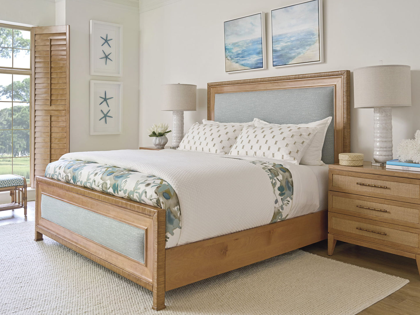 Key Biscayne - Grand Isle Upholstered Headboard 6/6 King - Light Brown / Green