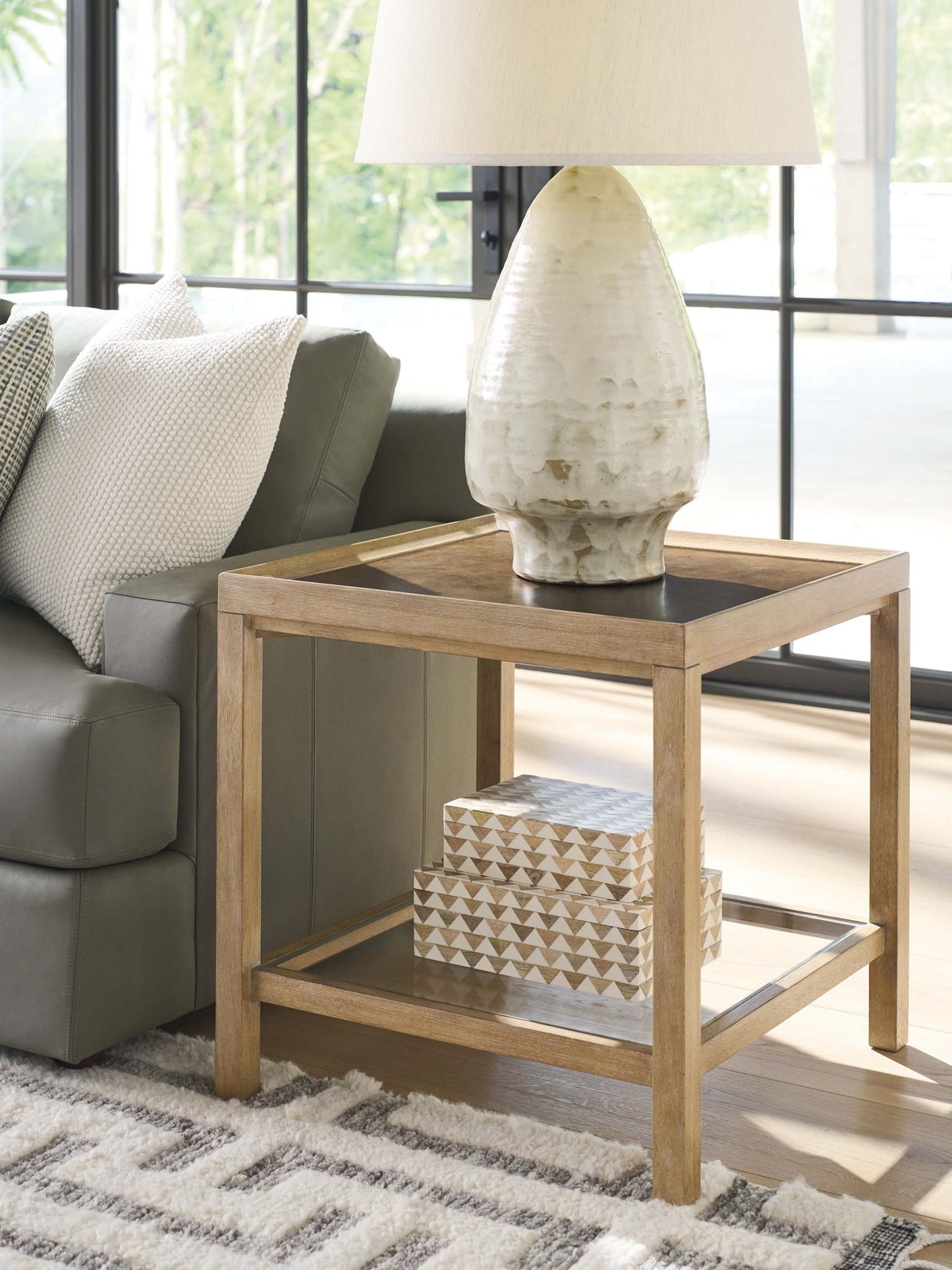 Montecito - Dutton Side Table - Light Brown / Dark Brown