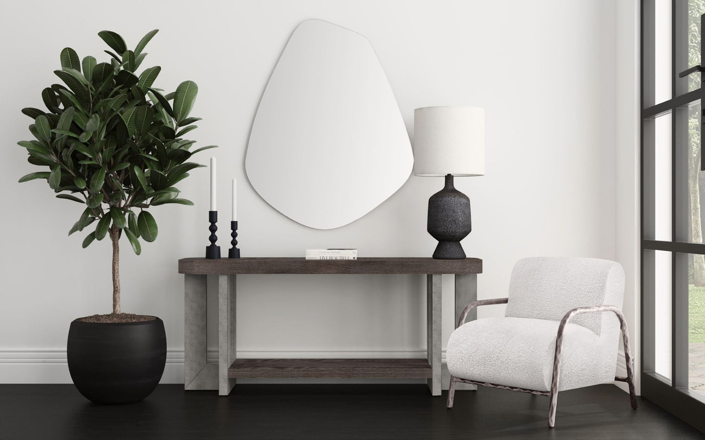 Nova - Console Table - Cerused Charcoal Oak