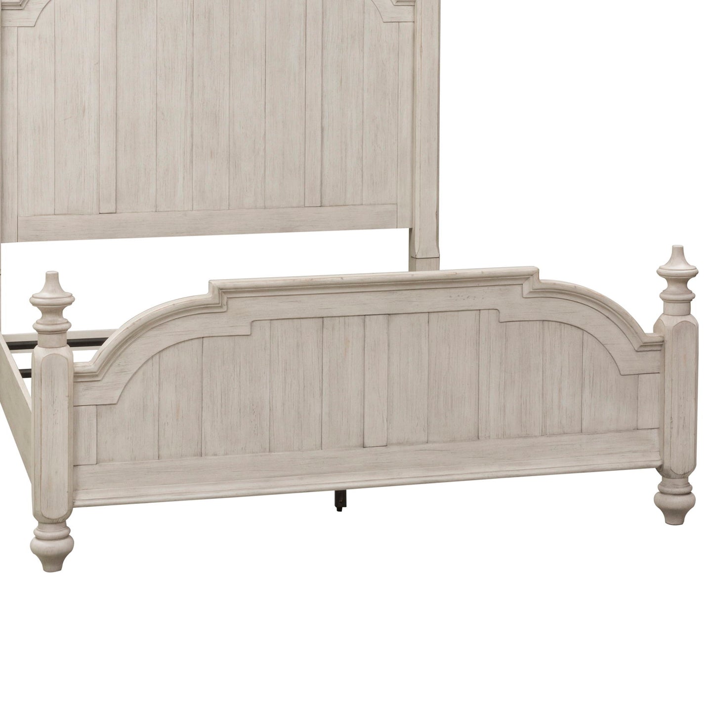 Farmhouse Reimagined - Queen Poster Footboard - Antique White / Chestnut Tops