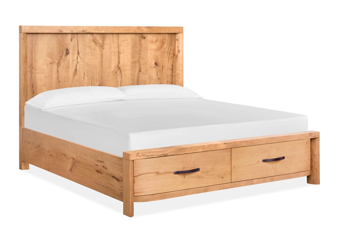Laramie - Queen Panel Bed Storage Footboard - Honey Wheat