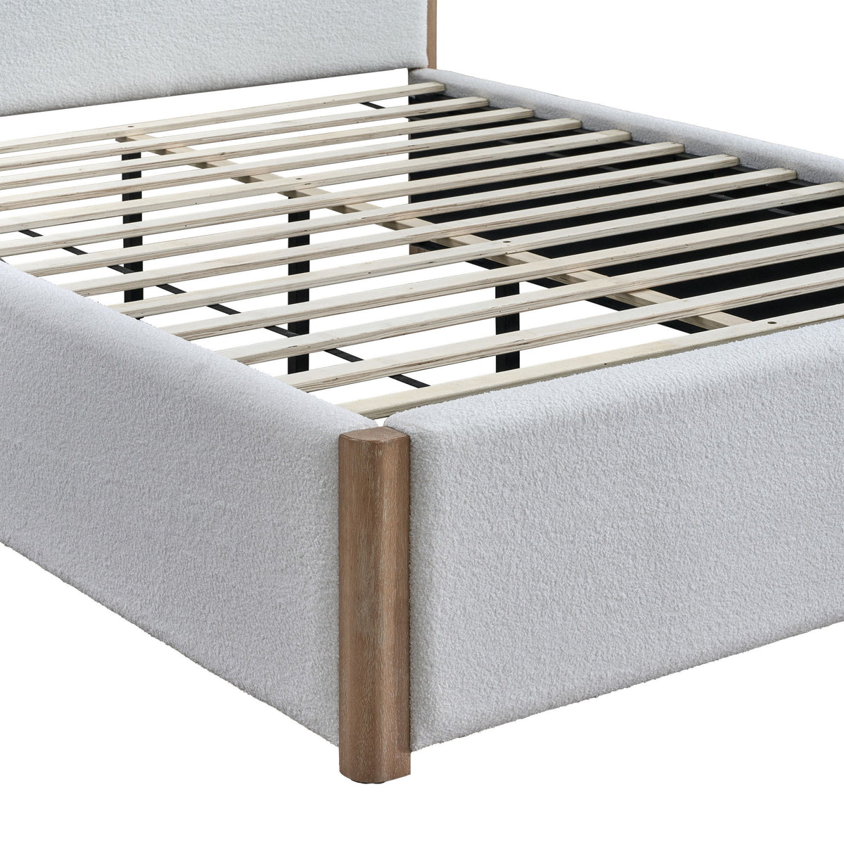 Anika - 6/0 California King Upholstered Footboard & Slats - White / Natural