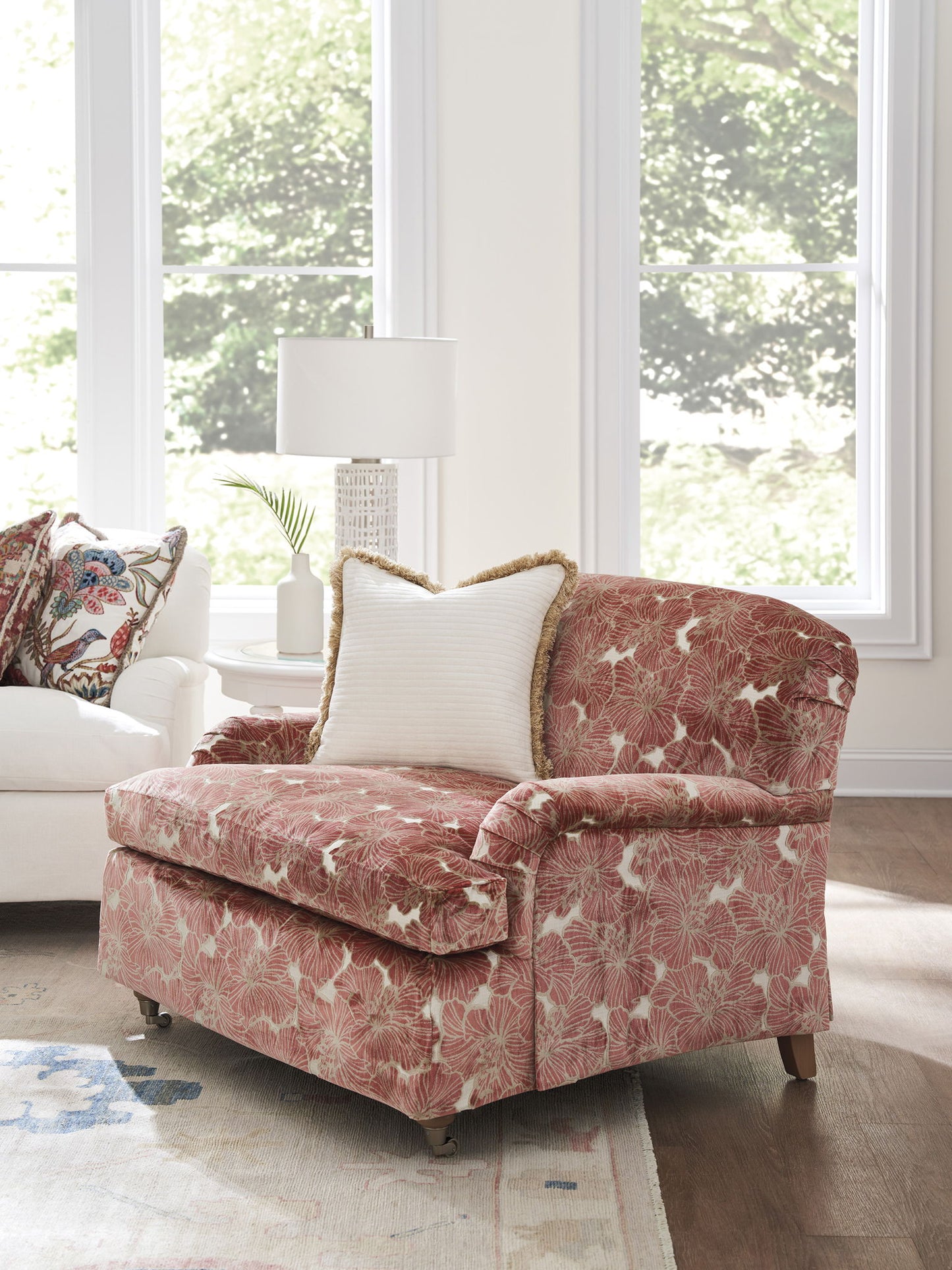 Barclay Butera Upholstery - Athos Chair With Pewter Casters - Red