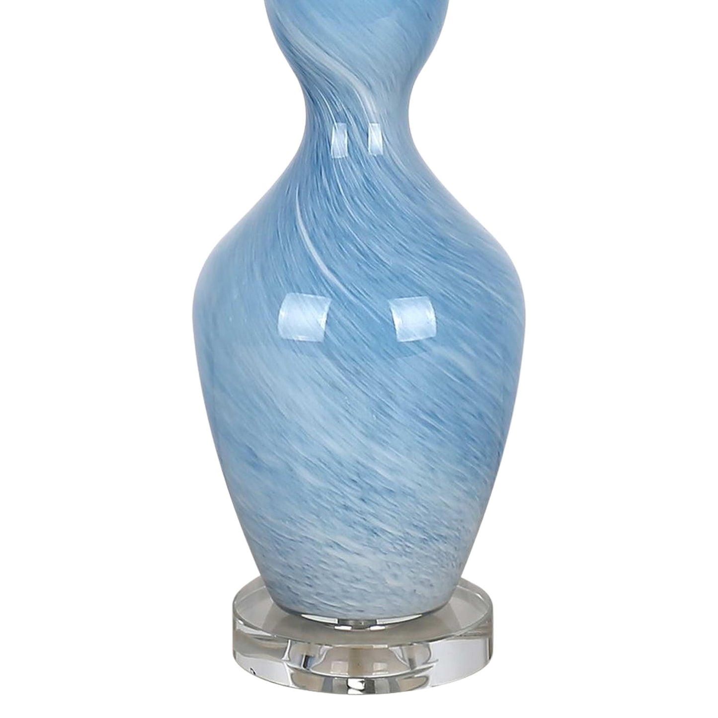 "Azure Elegance" Art Glass Table Lamp (Set of 2) - Blue Art Glass