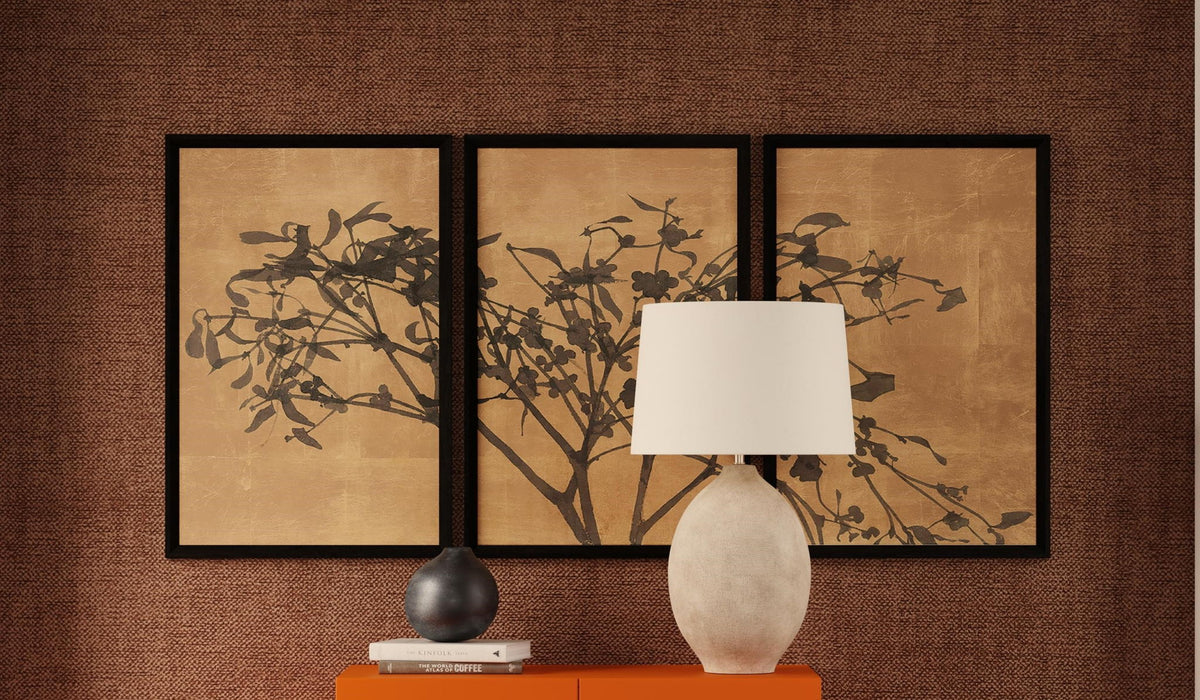 Tak Met Bloesem - Triptych Framed Print (Set of 3) - Brown / Black