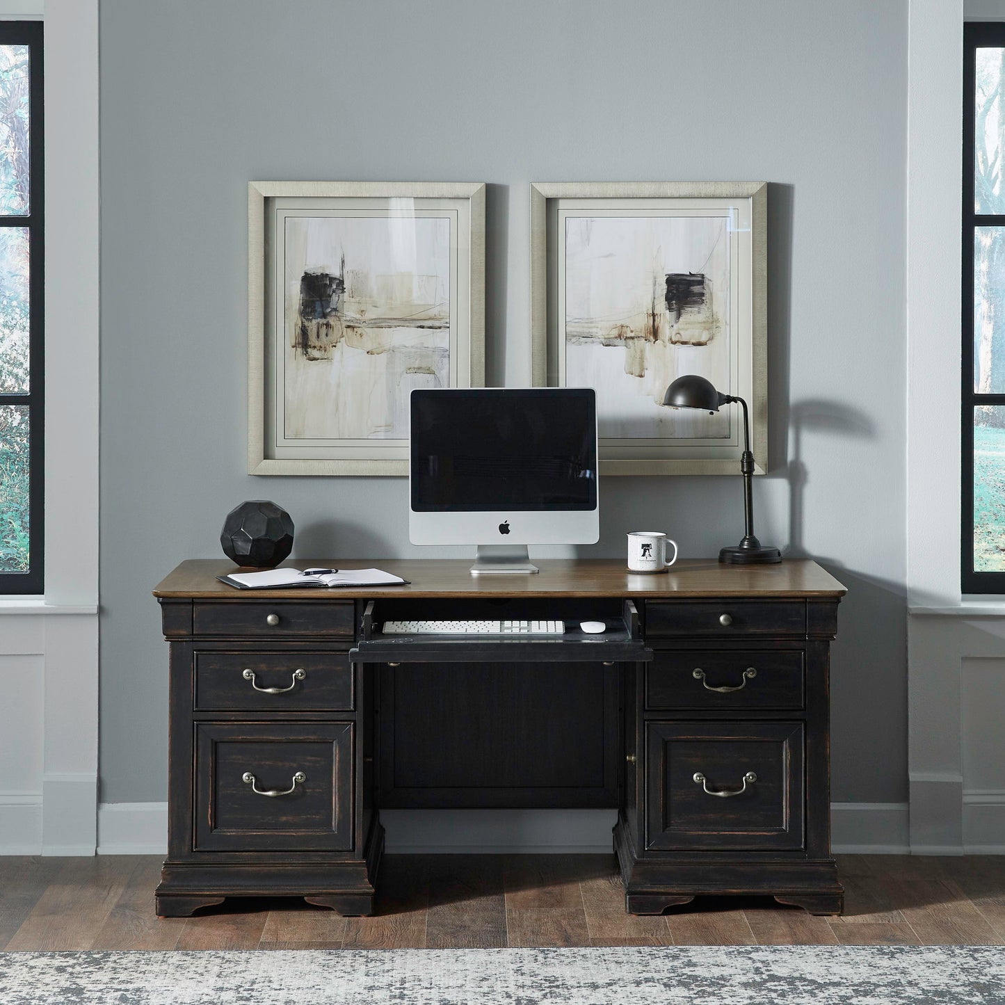 Meritage - Jr Executive Desk Base - Aged Charcoal