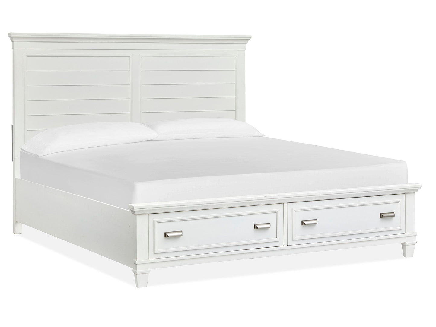 Charleston - Queen Panel Bed Storage Footboard - White Dove