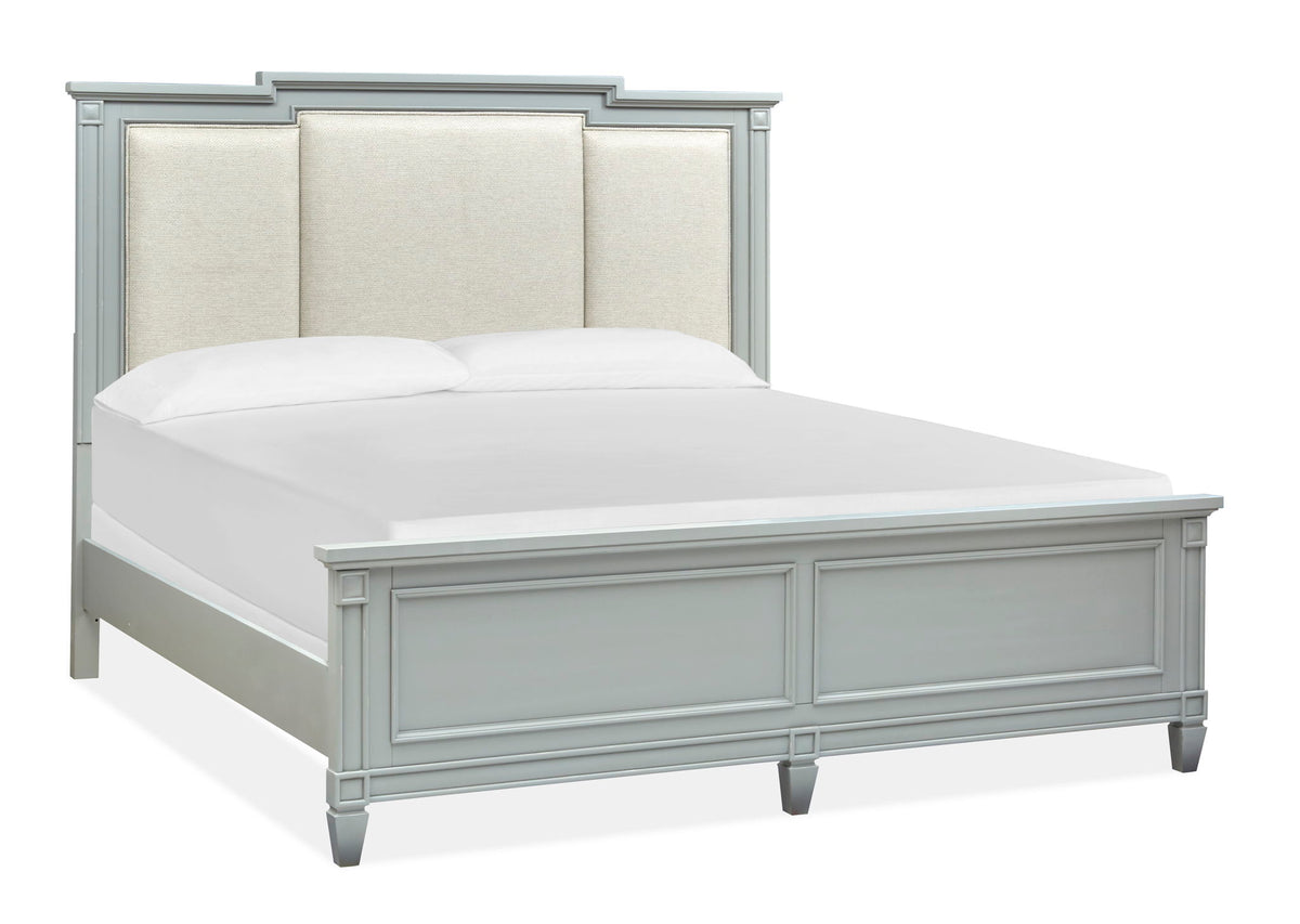 Glenbrook - Complete California King Panel Bed With Upholstered Headboard - Pebble