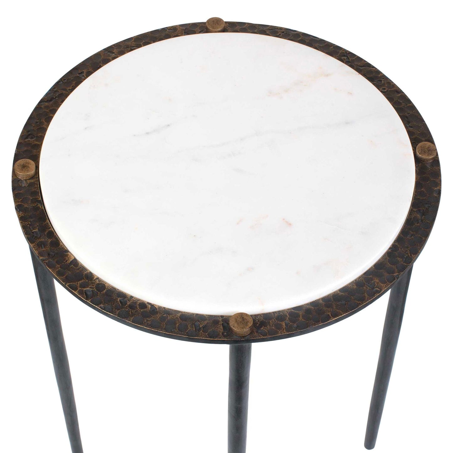 Wren - Round Marble Accent Table - Bronze / White
