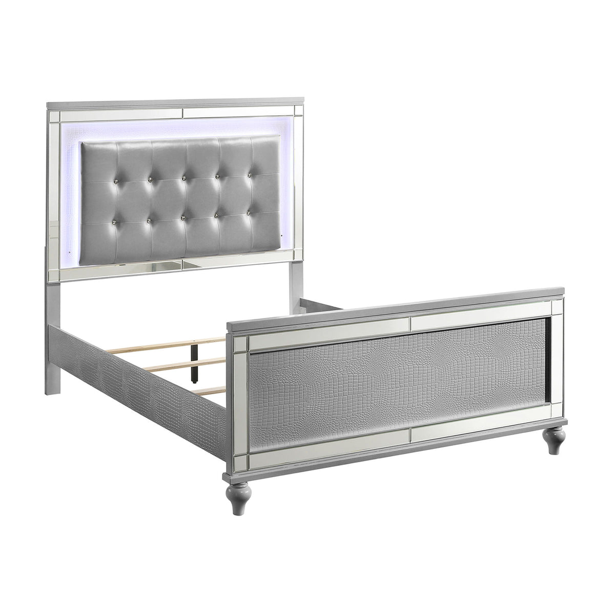 Valentino - 5/0 Queen Footboard & Slats - Silver
