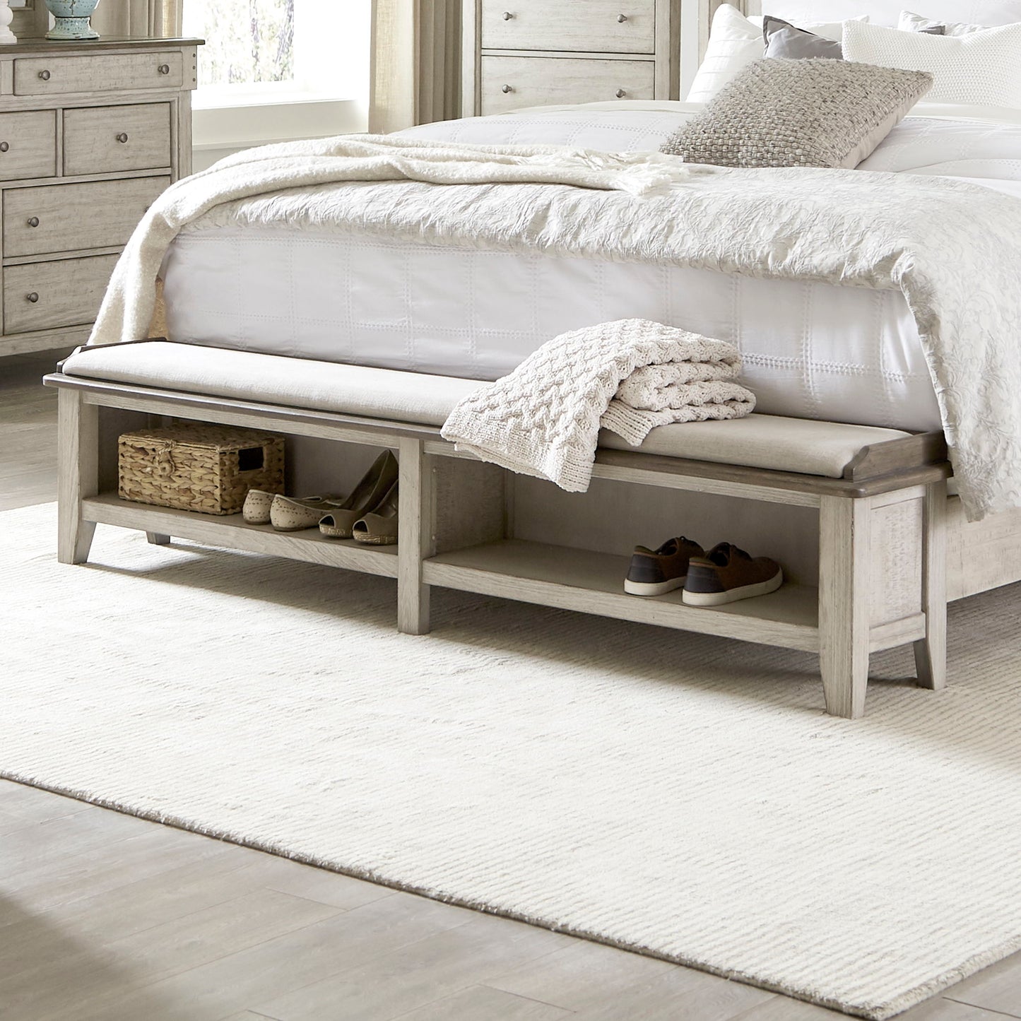 Ivy Hollow - Queen Panel Footboard - Weathered Linen / Dusty Taupe