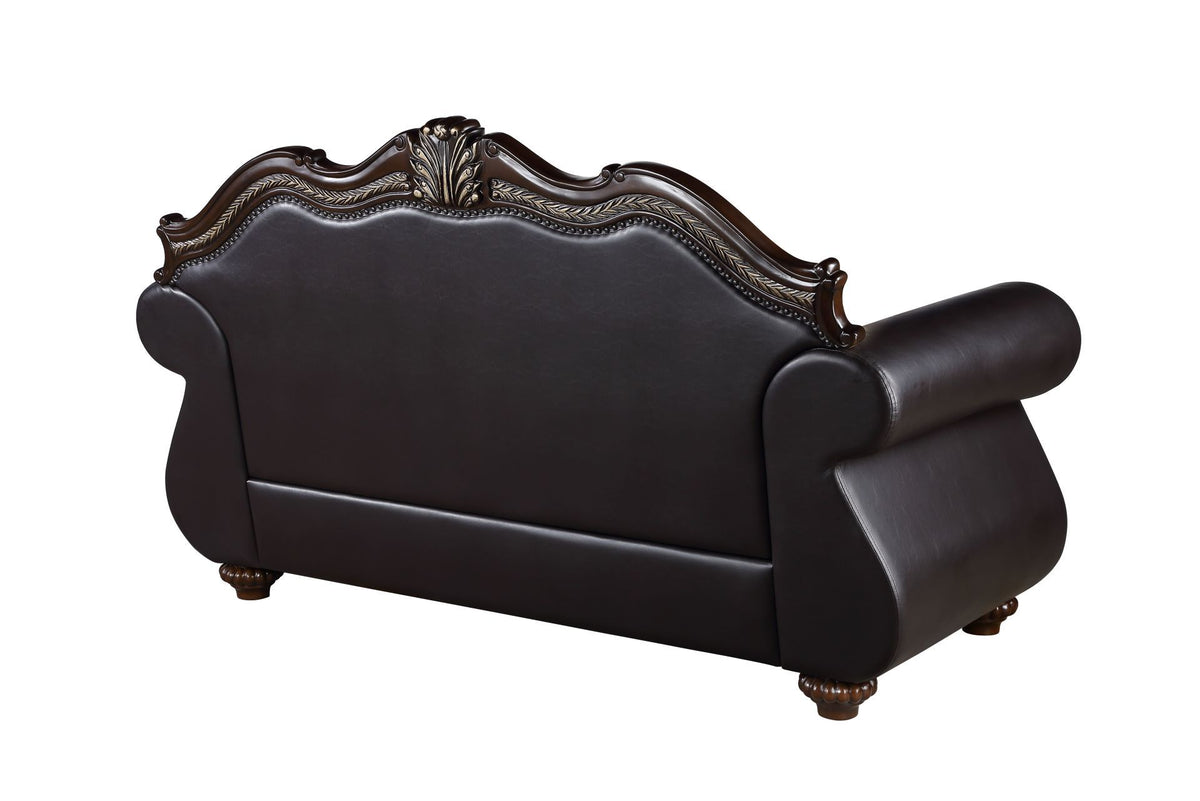 Maximus - Loveseat Frame, Cushion, Arms, Legs & 3 Pillows - Dark Brown