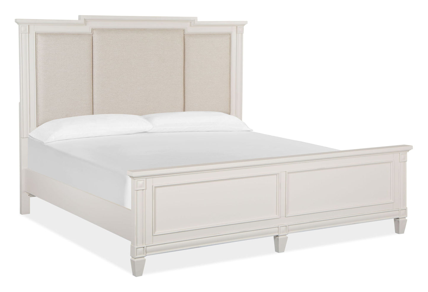 Willowbrook - King Panel Upholstered Headboard - Egg Shell White With Slight Rub Through