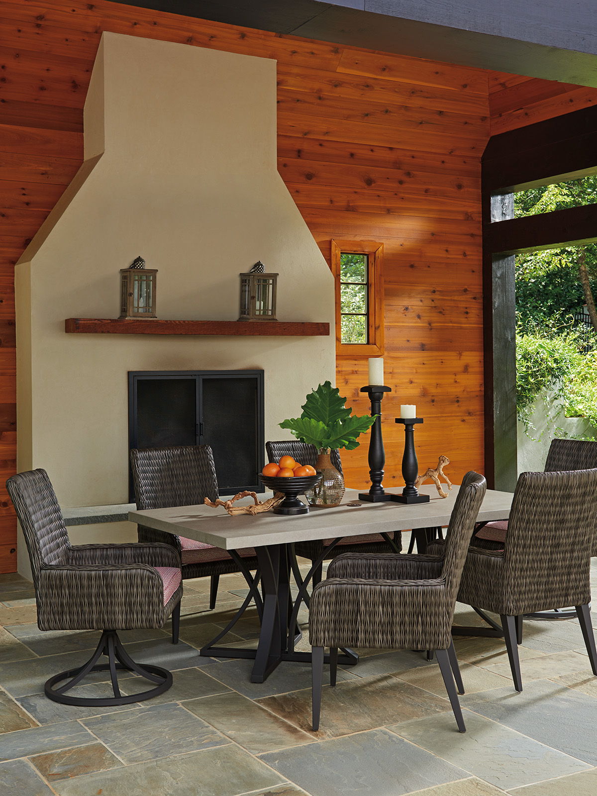 Cypress Point Ocean Terrace - Arm Dining Chair Swivel Rocker - Dark Gray