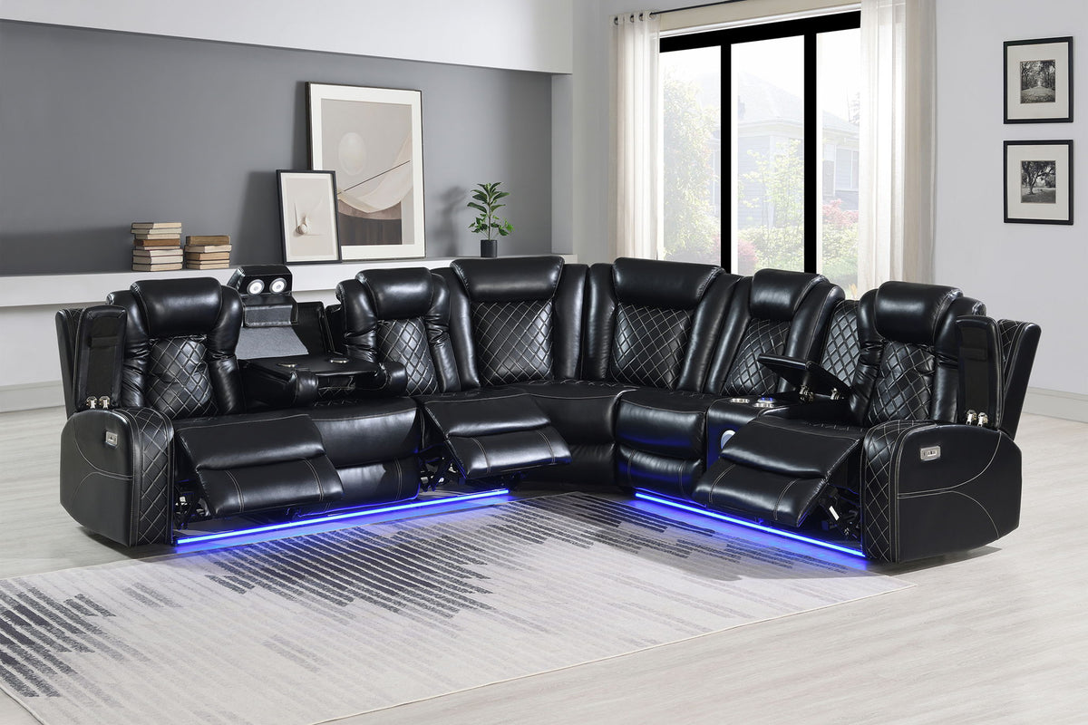 Orion II - LAF Sofa With Dual Recliner - Black