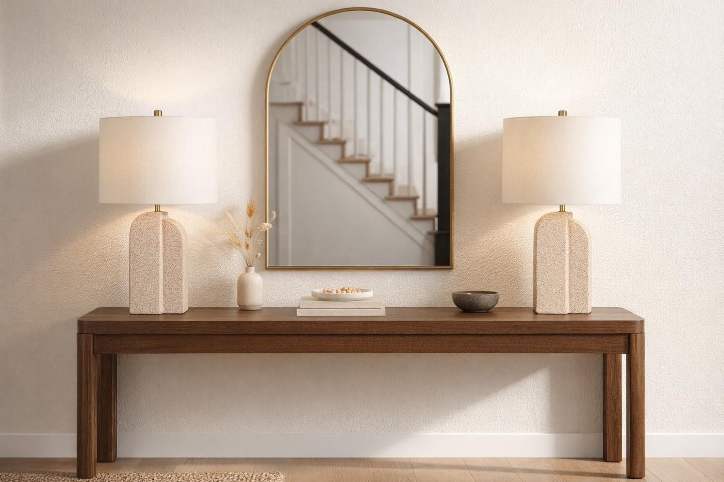 Sculpted Sandstone Ceramic Table Lamp (Set of 2) - Natural Rock