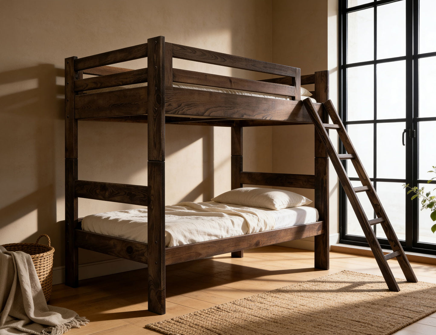 Forte - Top Bunk Bed Twin Over Twin - Brown