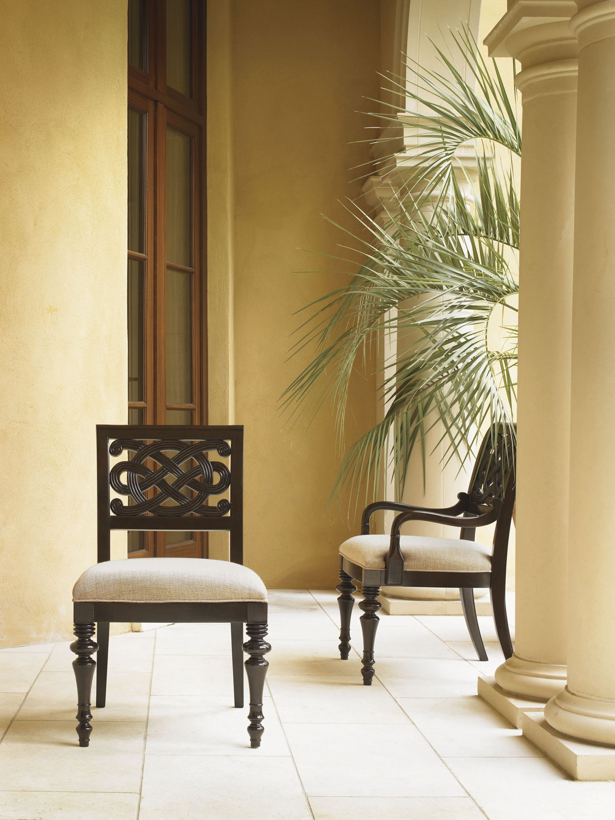 Royal Kahala - Molokai Arm Chair - Dark Brown / Beige
