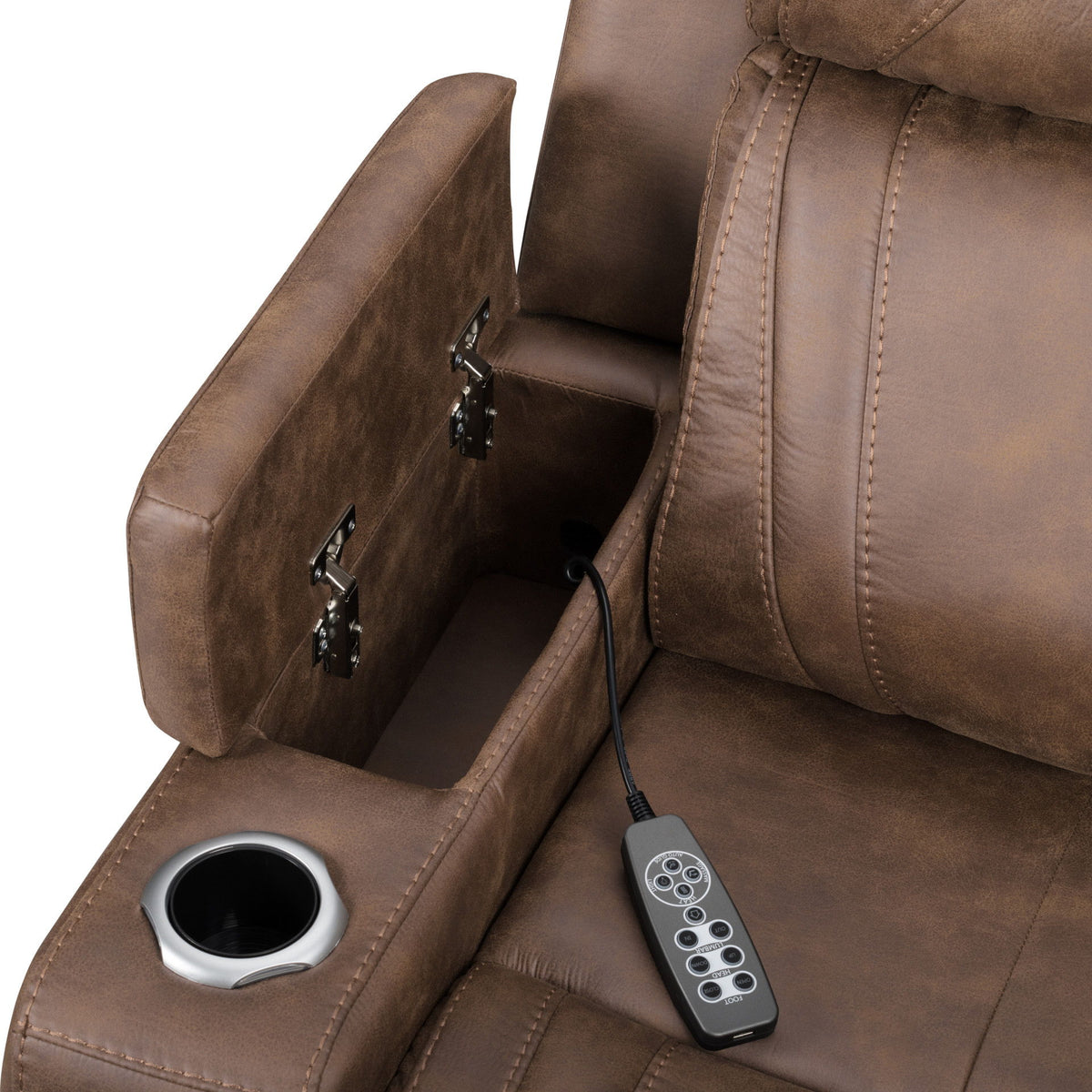 Carrow - Sofa With Power Headrest & Footrest, Stereo, Massage - Brown