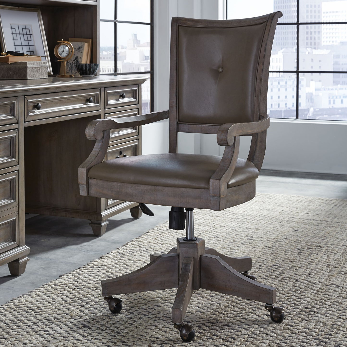 Lancaster - Fully Upholstered Swivel Chair - Dove Tail Gray