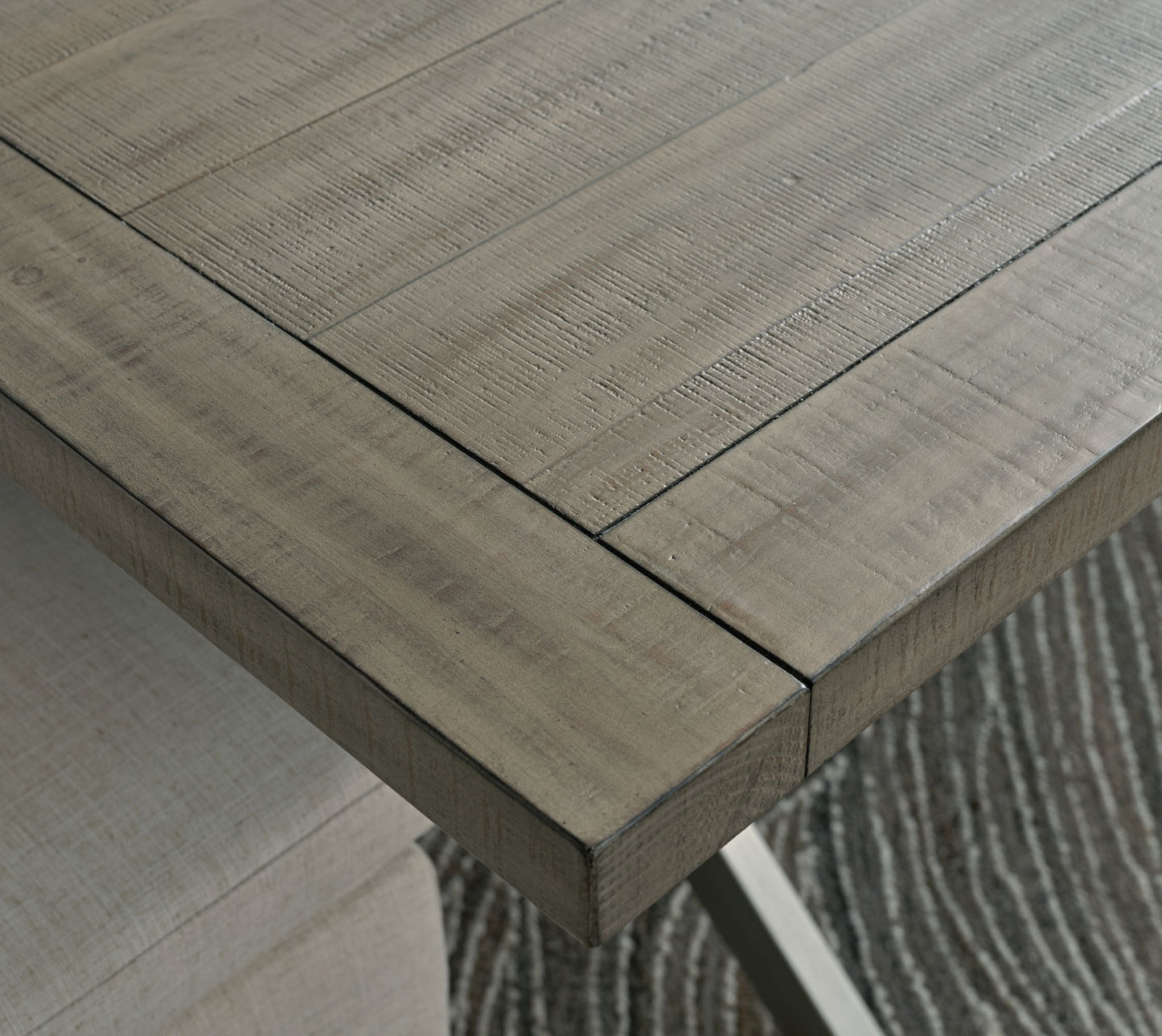 Krystanza - 9 Pc. - Dining Room Table, 8 Oatmeal Side Chairs - Weathered Gray