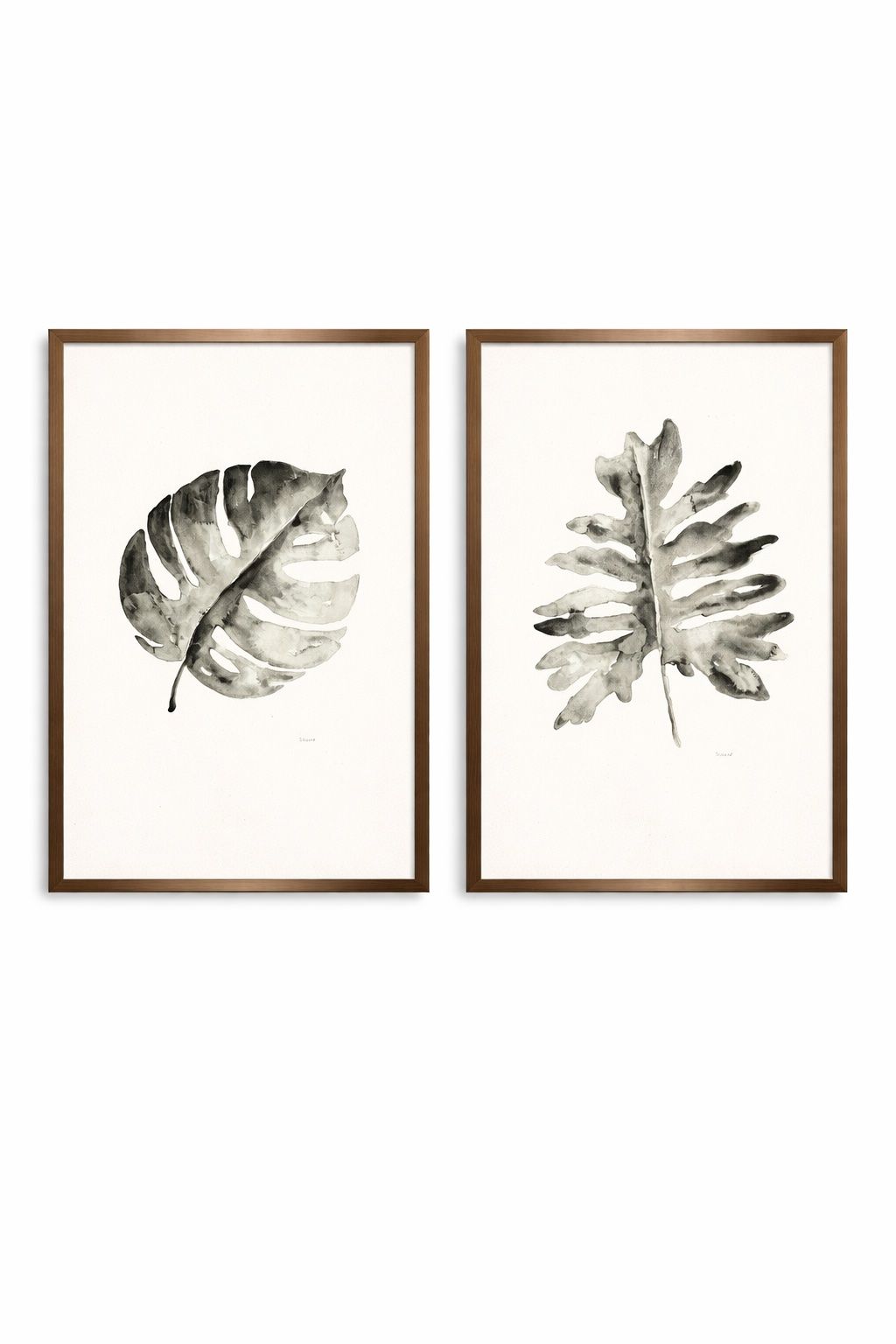 B & W Palm Framed Print (Set of 2) - White
