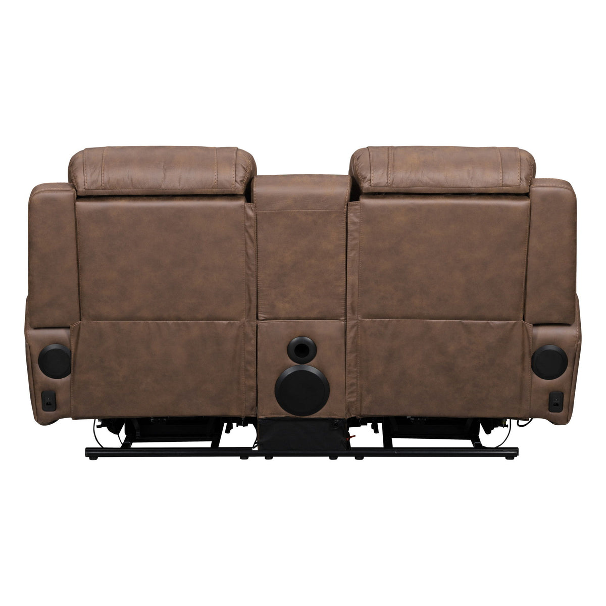 Carrow - Loveseat With Power Headrest, Footrest & Cooler, Massage, Stereo - Brown
