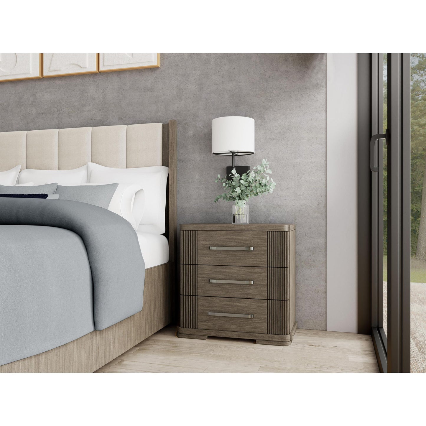 Sariel - 3 Drawer Nightstand - Dark Brown