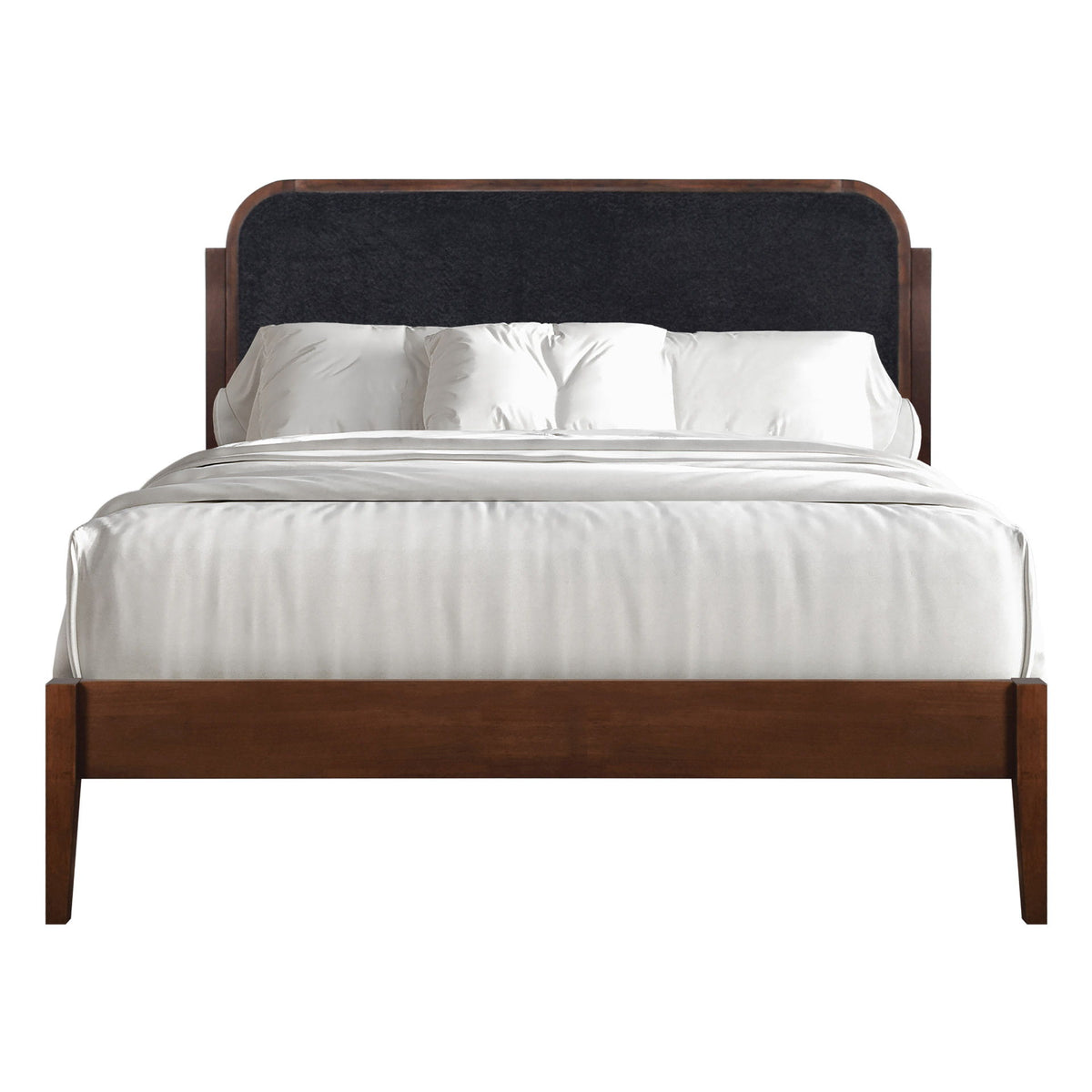 Hawthorne - 5/0 Queen Upholstered Platform Headboard - Walnut / Charcoal