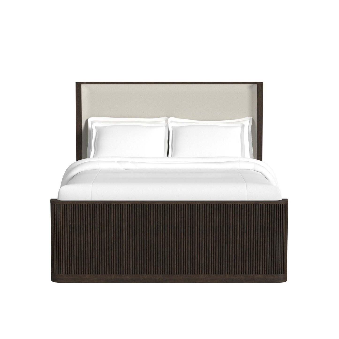 Sylvie - King Upholstered Headboard And Panel Footboard And Slats - Dark Brown