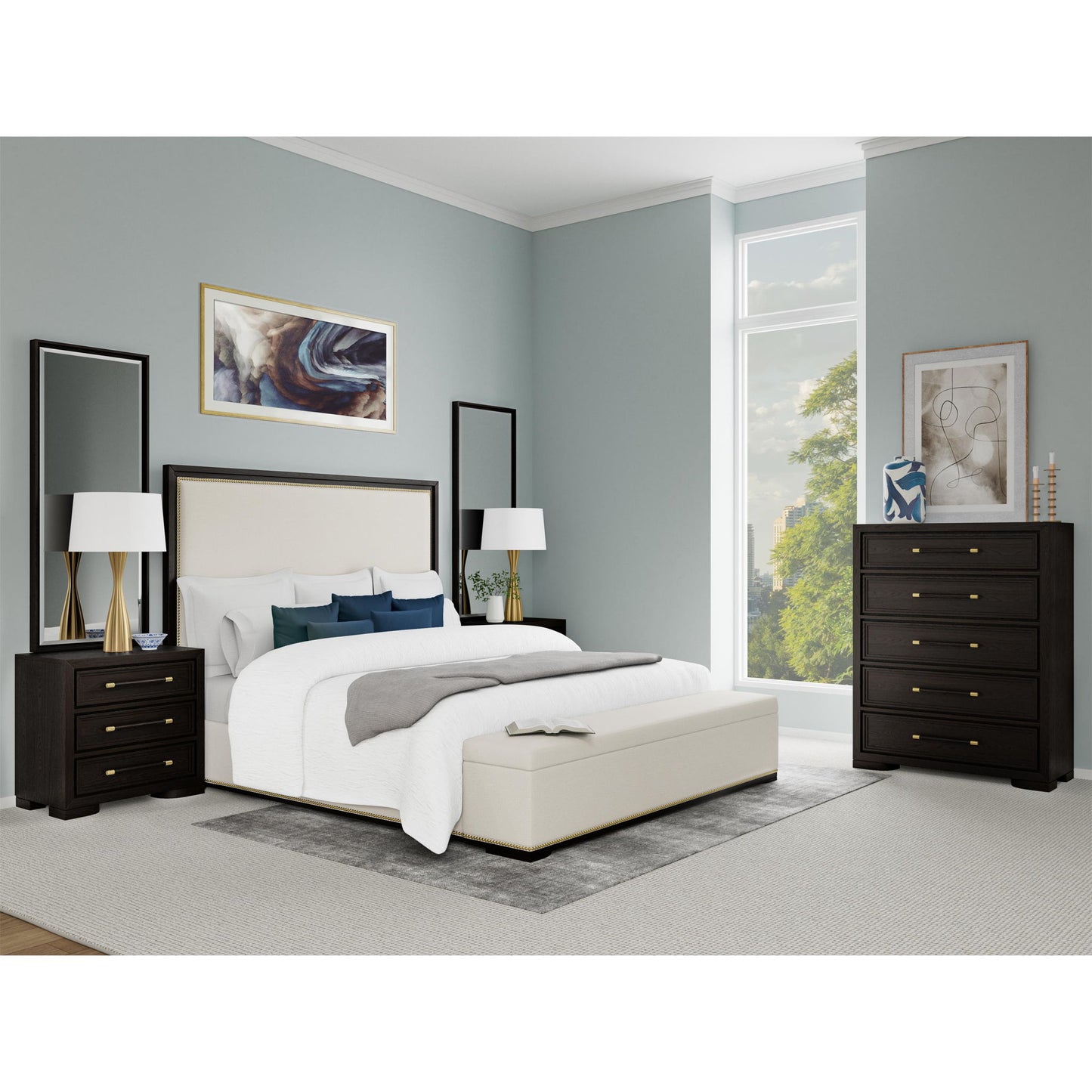 Lydia - Queen / King Upholstered Bed Rails - White