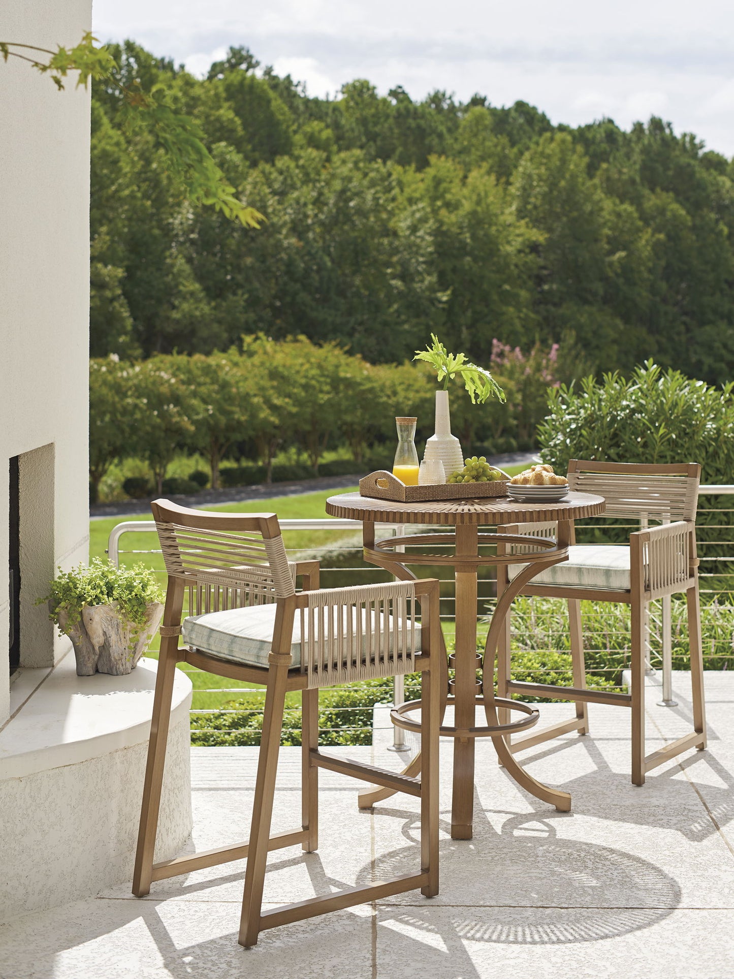 St Tropez - Bar Stool - Dark Brown / Light Blue